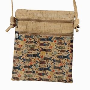 Cork crossbody bag with fish design